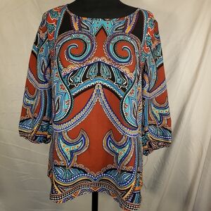 Anna Grace Vibrant Paisley Women's Top - M